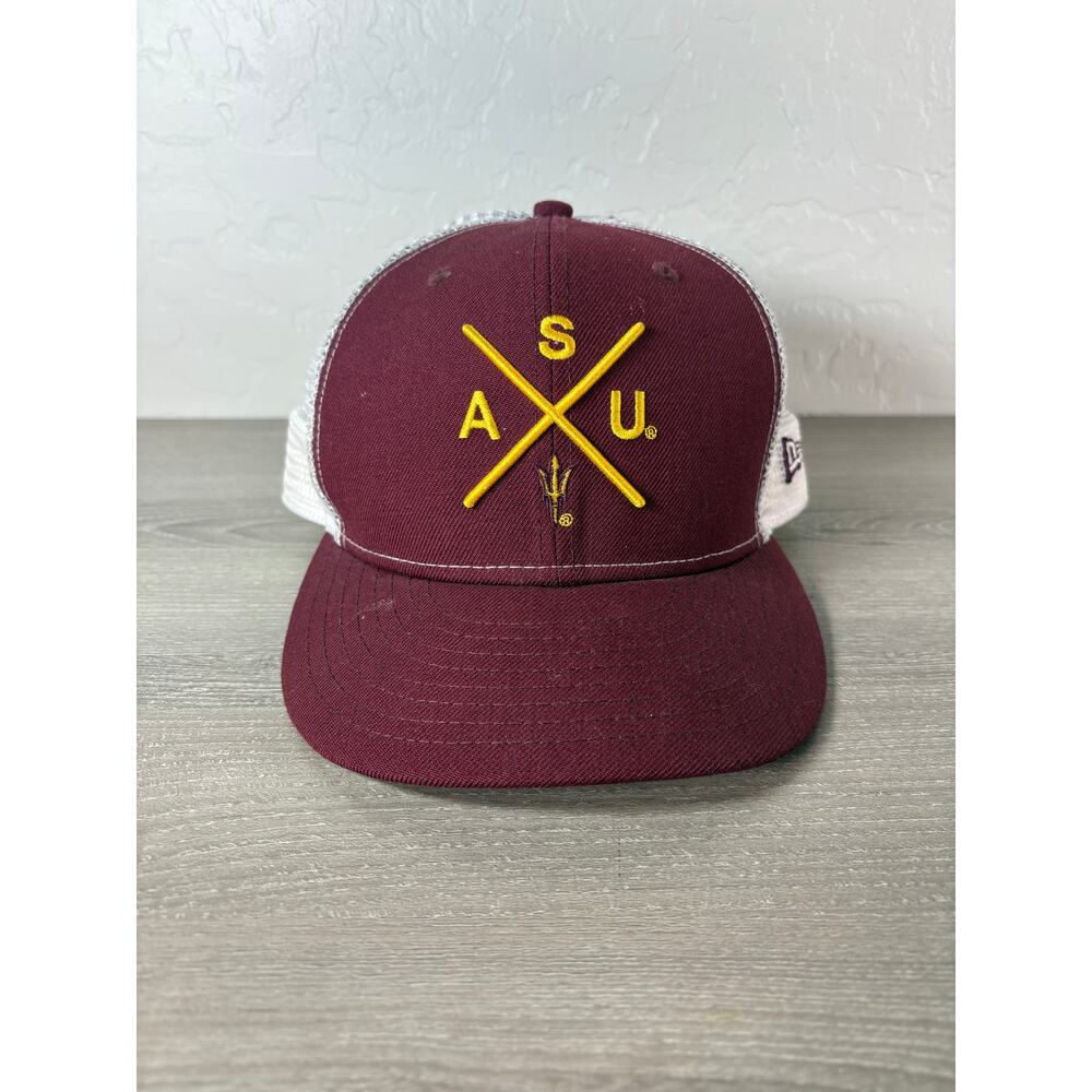 Arizona State University Sun Devils New Era Men's Maroon White Trucker Hat- EUC